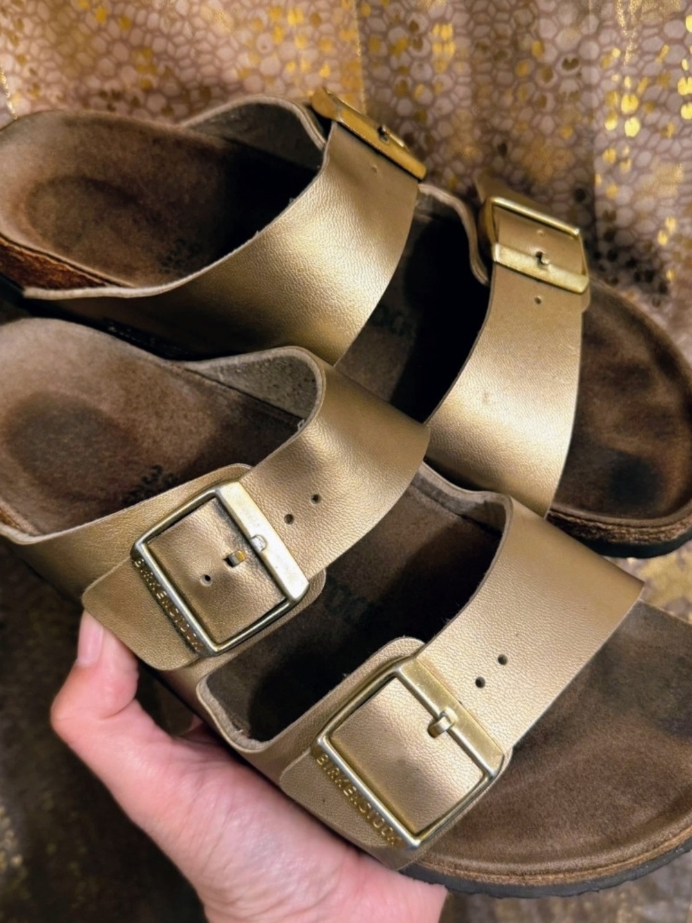 Birkenstock Women's Gold Arizona Slide Sandals